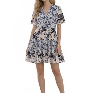 NEW DRESS ADDICT july mixture button down dress in blue floral
